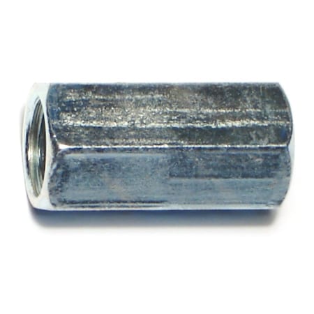 Midwest Fastener Coupling Nut, 3/8"-16, Steel, Grade 2, Zinc Plated, 1-1/4 in Lg, 5/8 in Hex Wd, 6 PK 64506